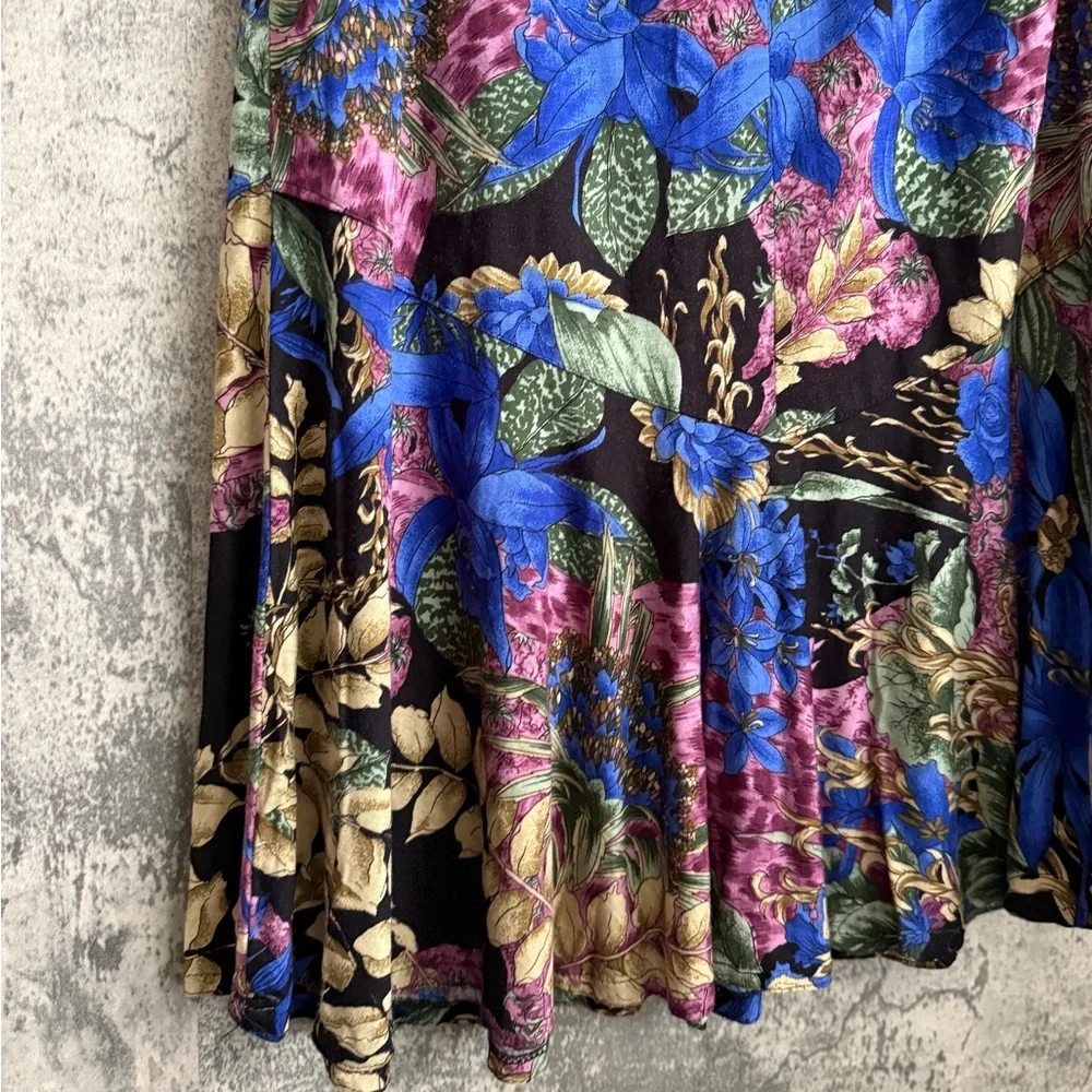 Unique SET Dress with Long Sleeves floral multicolor BLOUSE & SKIRT - Picture 6 of 15